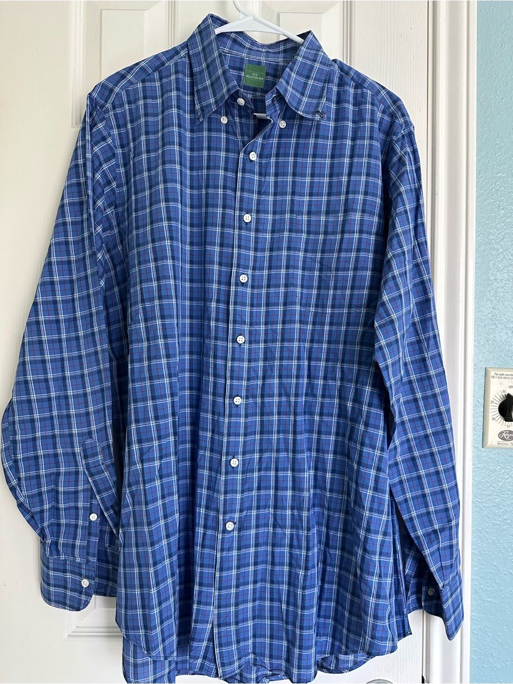 Sid Mashburn blue and red plaid button-down shirt cotton classic fit size large